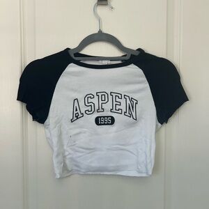 Garage Black and White Ribbed Top Aspen